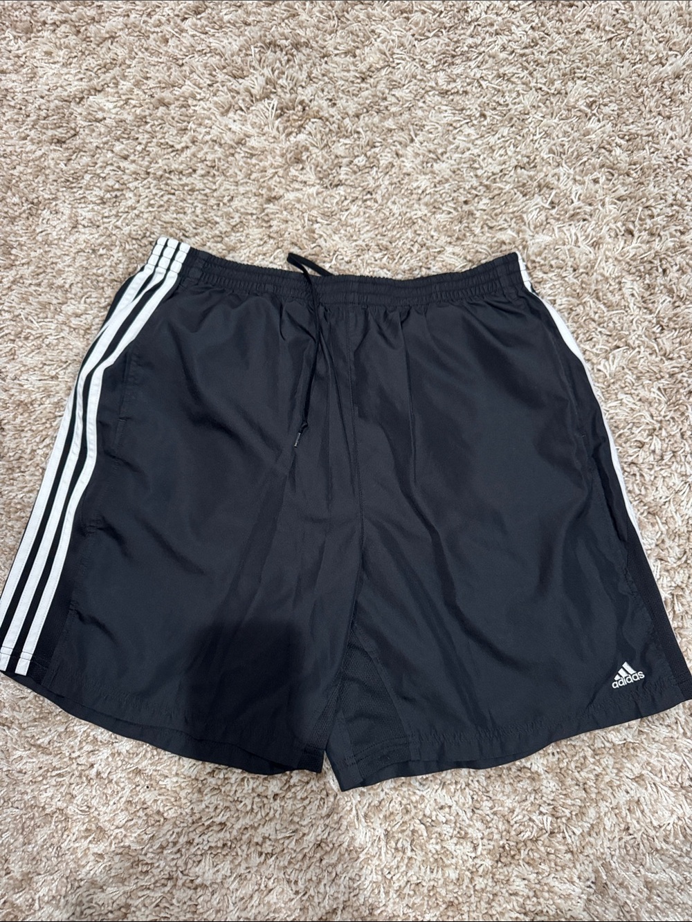 adidas Black Athletic Shorts with White Side Stripes